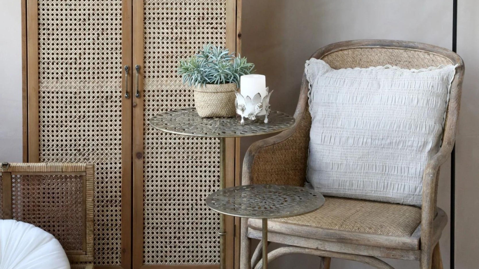 Rattan wooden dining chairs