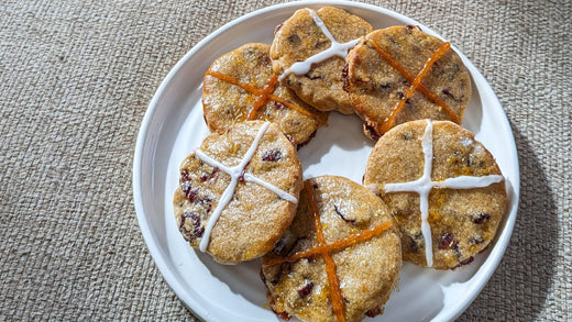 Easter biscuits on white plate.