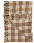 Natural checked brown throw.