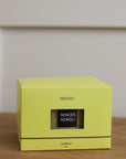 Sences Neroli Lidded Candle in presentation box on wooden console.