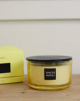 Sences Neroli Lidded Candle with lid on and presentation box in background.