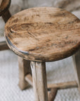 Pair of reclaimed wooden stools.
