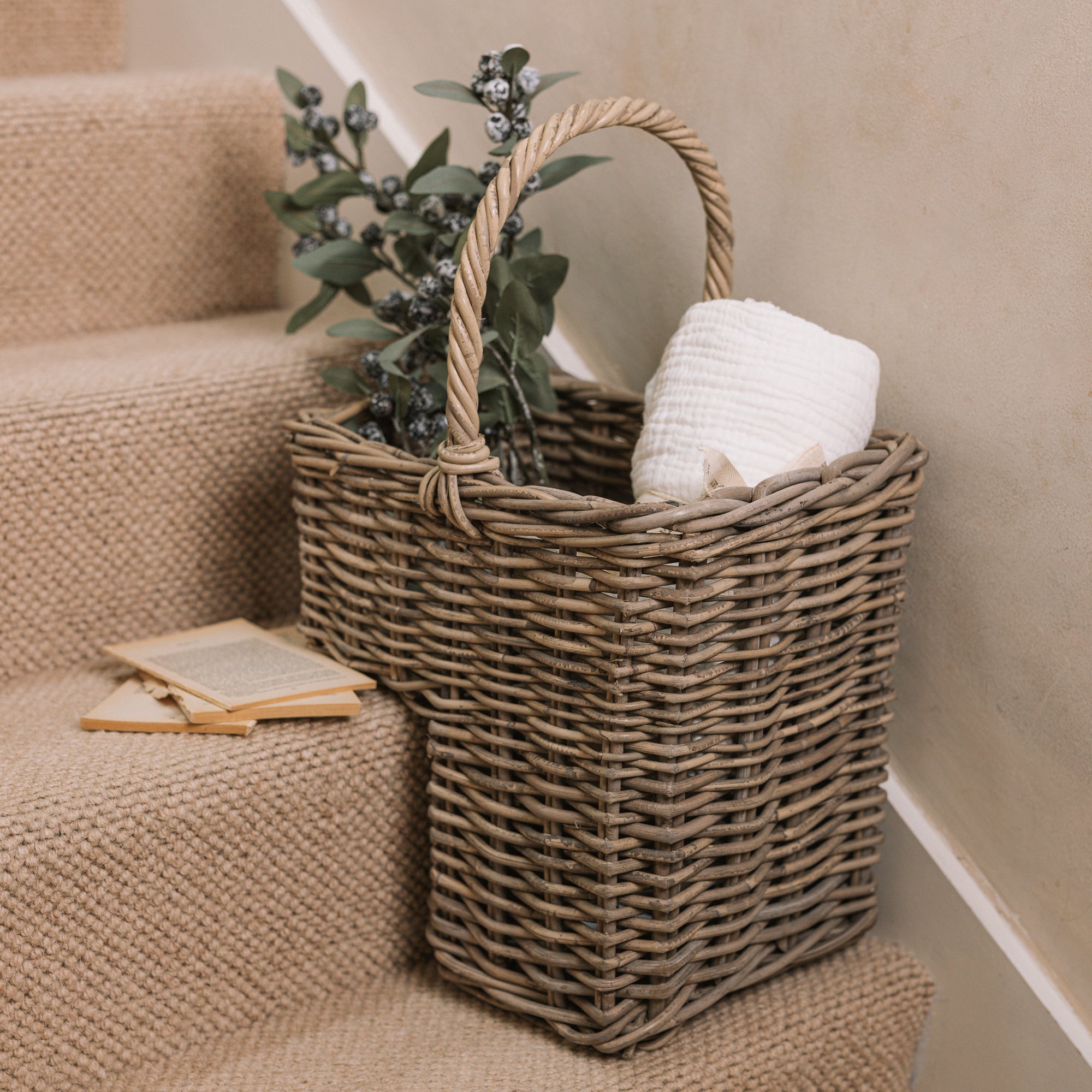 Clemmie Wicker Stair Basket