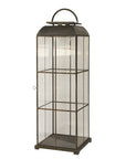 Large square brass lantern with panelling and handle.