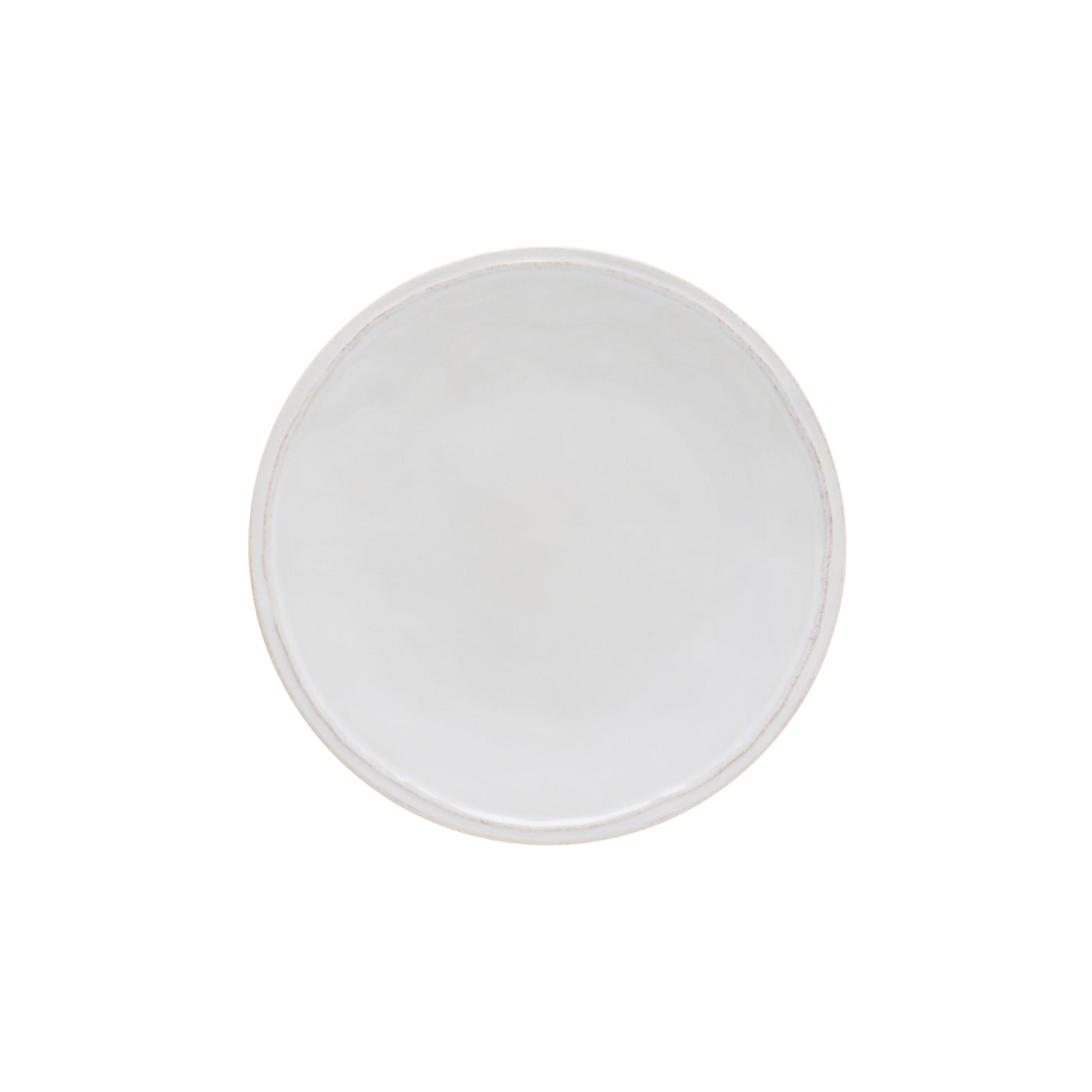 Pearly white side plate with raised border.