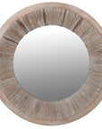 Round panelled wooden mirror.