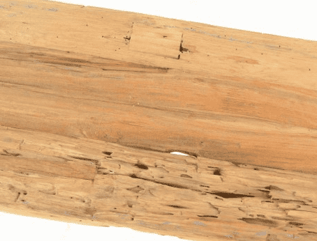Close up of reclaimed wood teak panel.