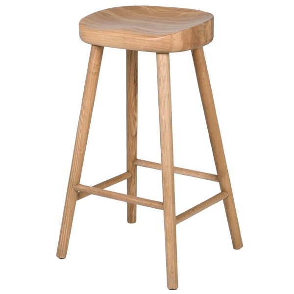 Natural backless wooden stool.