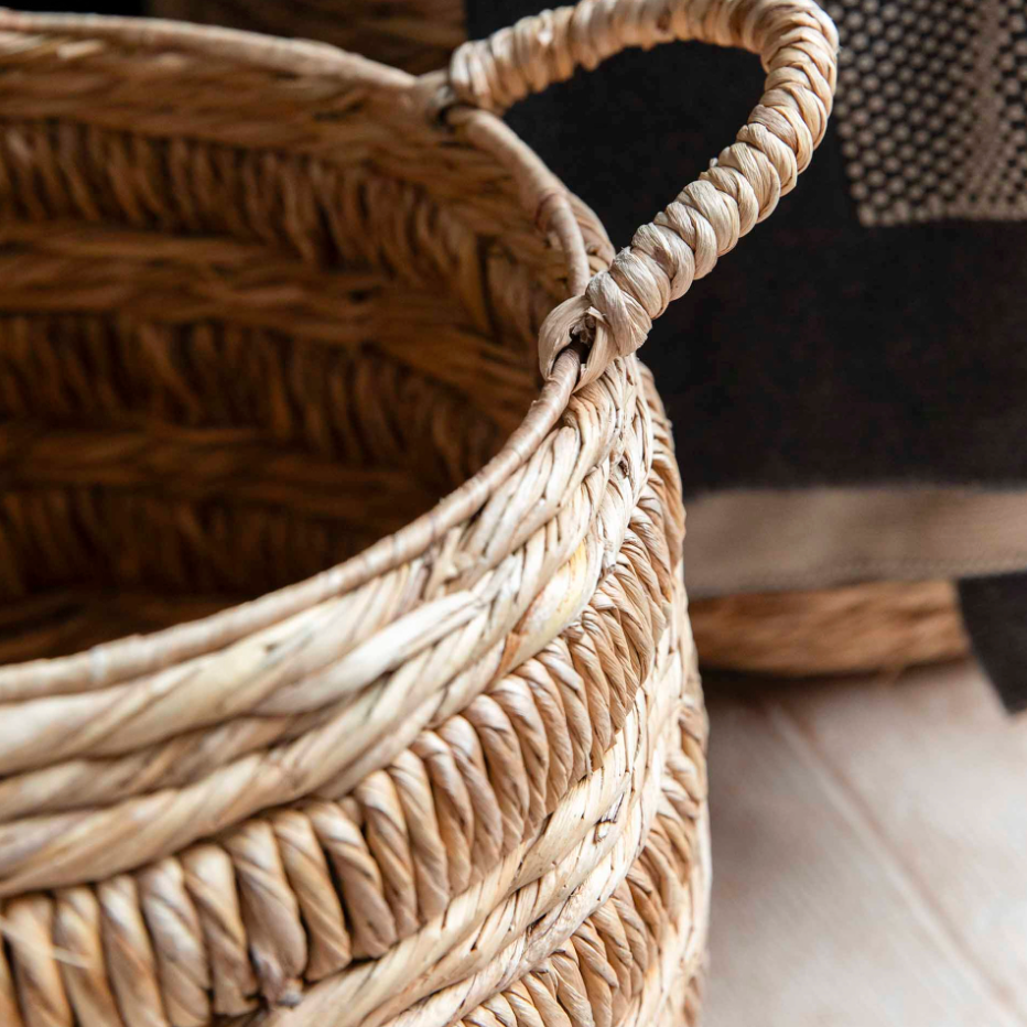 detail shot of woven storage basket