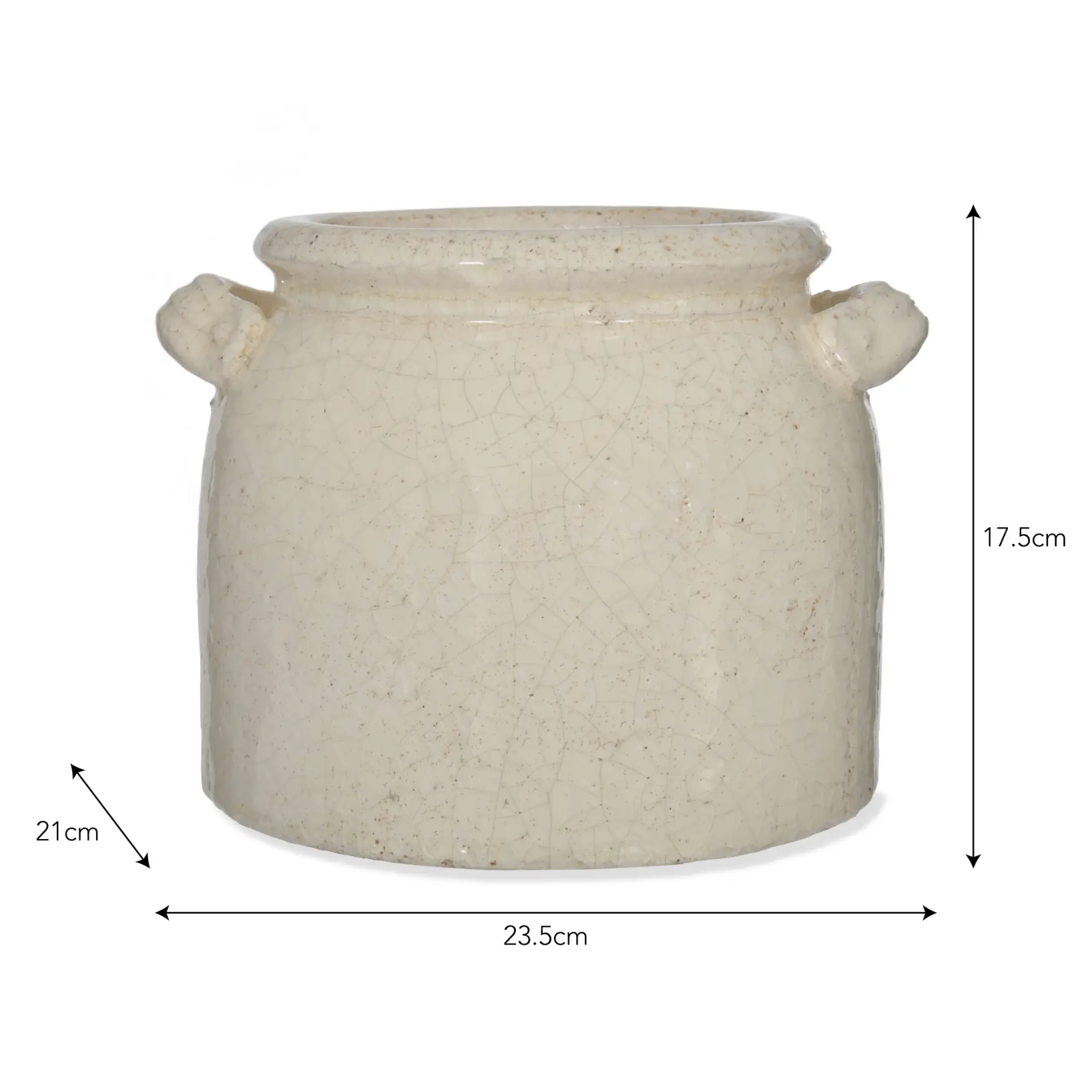 Belle Ceramic Utensil Holder with dimensions on white background.