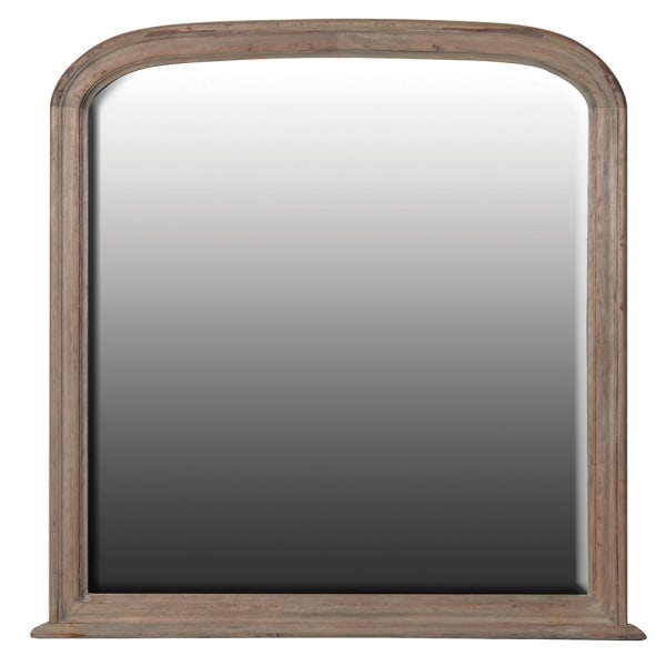 Arched mirror with reclaimed wooden frame.