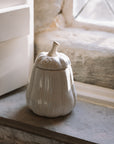 Butternut squash Jar with Lid on stone windowsill.