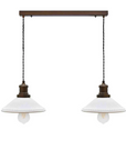 Ceramic and antique brass pendant lights.