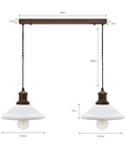 Ceramic and antique brass pendant lights.