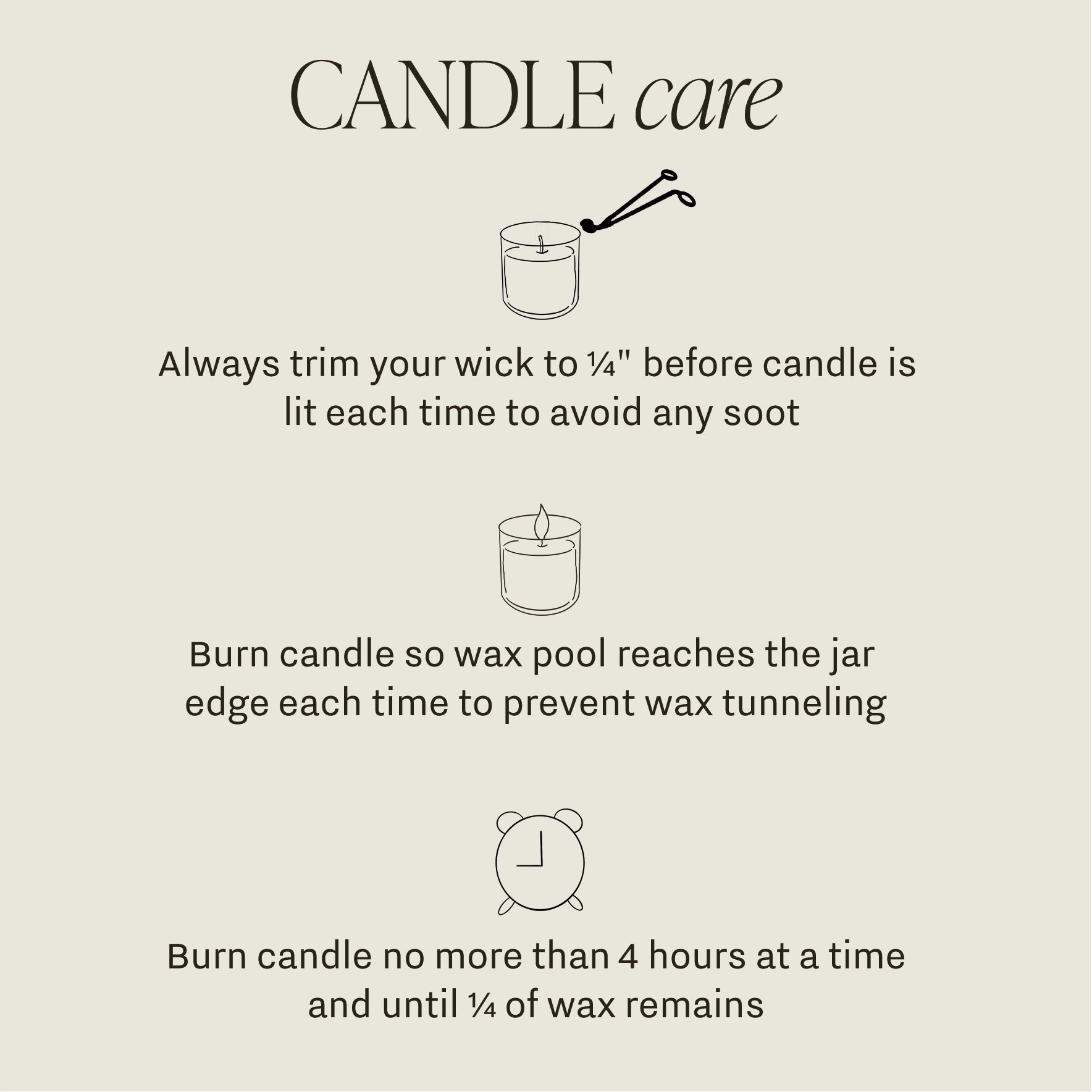 Candle care instruction page.