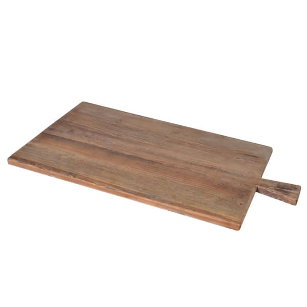 Large elm wood chopping board with handle.