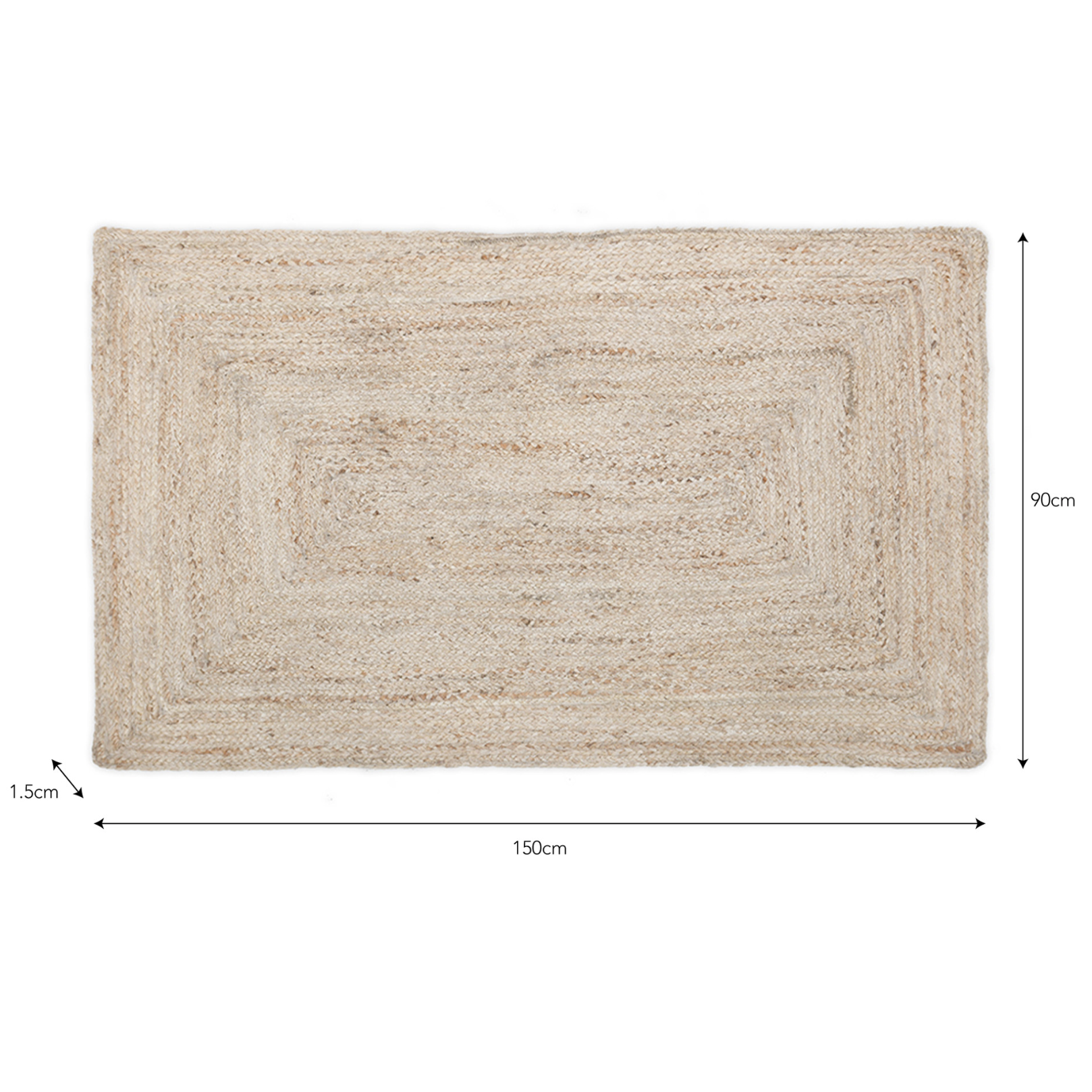 Claudia Jute Rug with dimensions.