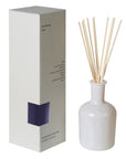 White reed diffuser in presentation box.