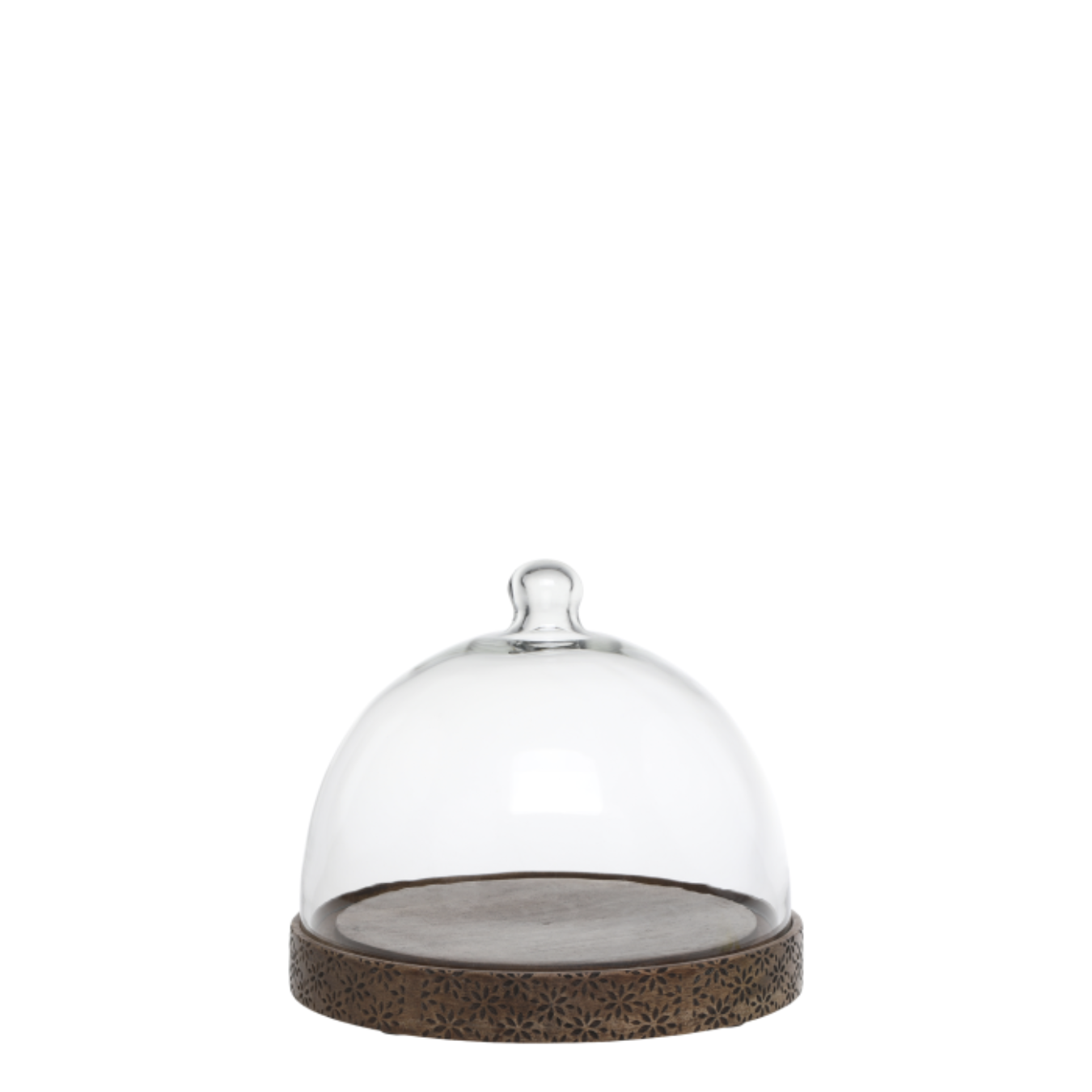 Medium wood and glass dome product image.