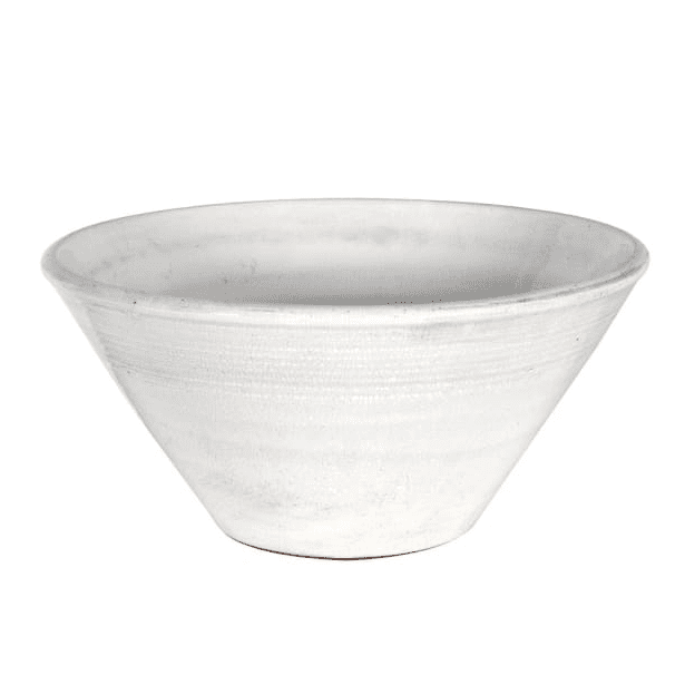 White ridged ceramic bowl.