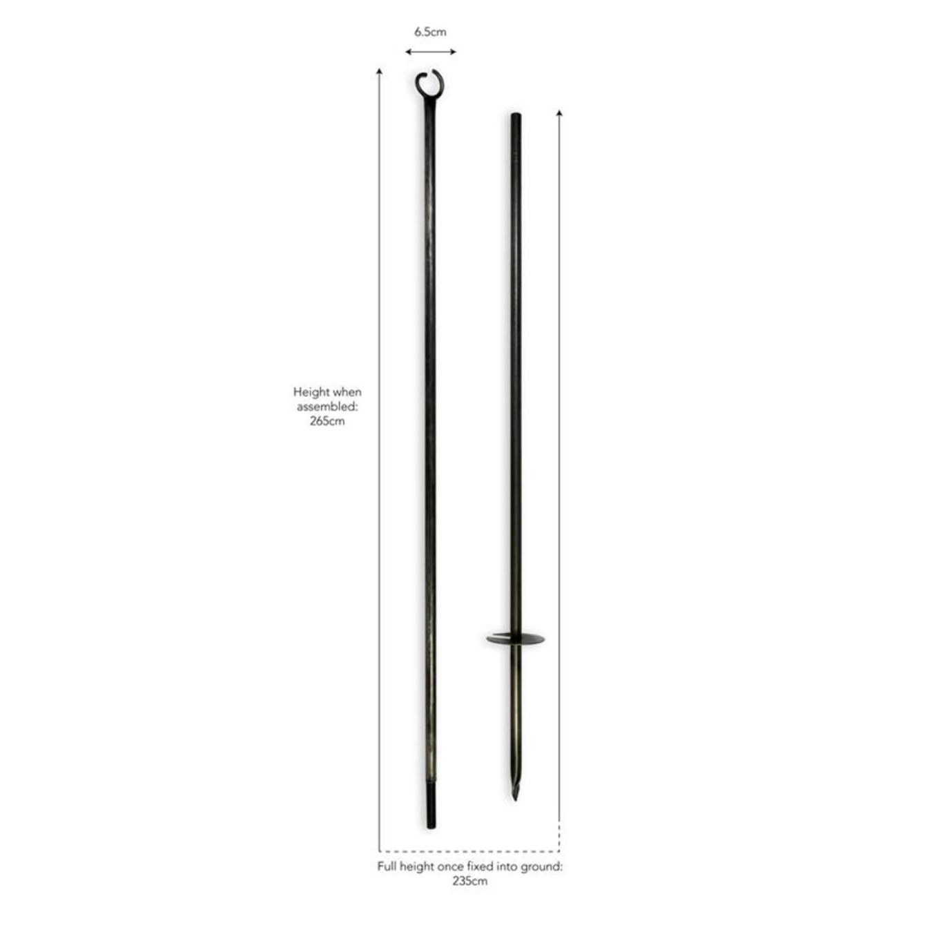 Outdoor festoon lights pole with measurements