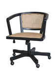 Black french style rattan office chair.