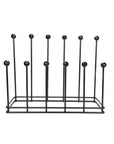 6 pair matte black welly boot rack from front view. 