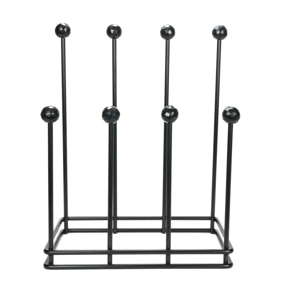 Matte black 4 pair welly boot rack front view.