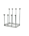 4 pair pewter welly boot rack from side view.