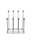 4 pair pewter welly boot rack from front view.