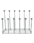 6 pair pewter welly boot rack from front view.