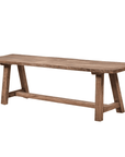 Oak bench product side view.