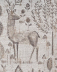 Close up of woodland patterned natural cushion cover.