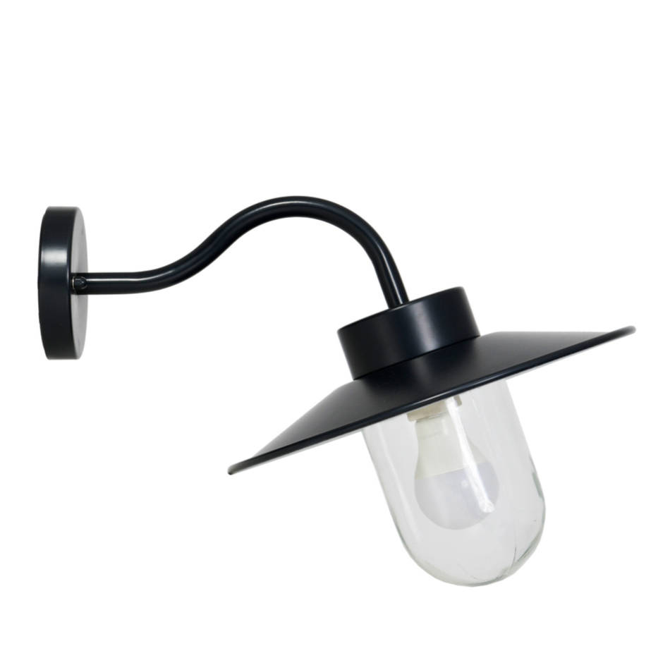 Black swan neck outdoor wall light.