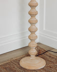 Bobbin wood floor lamp base and stand with wire.