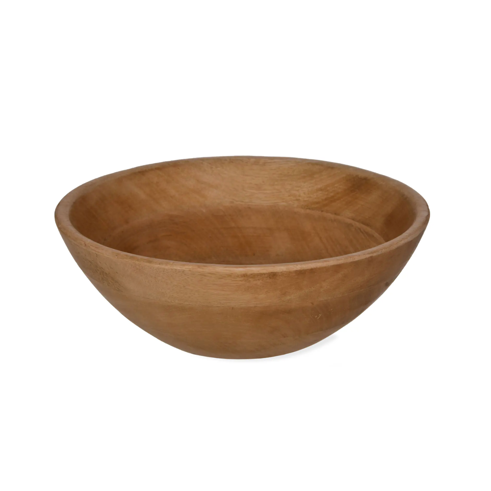 Kiera Wooden Serving Bowl on white background.