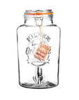 Kilner 5 litre round glass drink dispenser with tag.