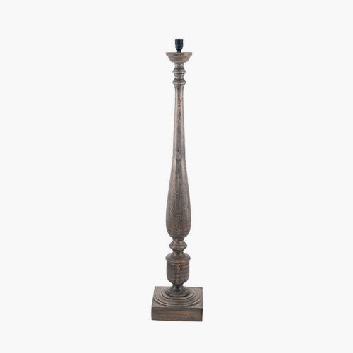 Tall brown column floor lamp base with square base and turns.