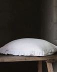 Lucie Linen White Ruffle Cushion - 60cm