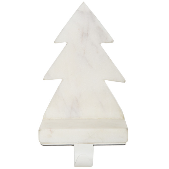 White marble Christmas tree stocking holder.