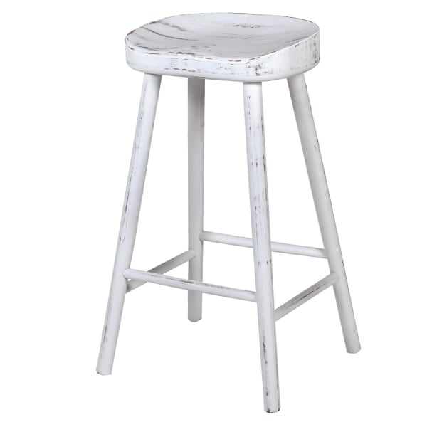 White washed rustic wooden stool.