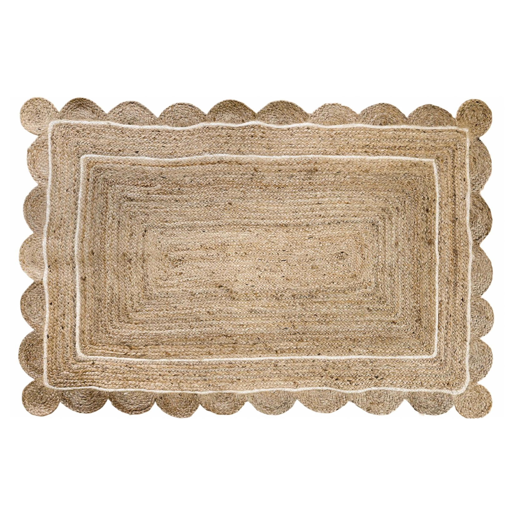 Natural Jute Rug with Scallop Edge.