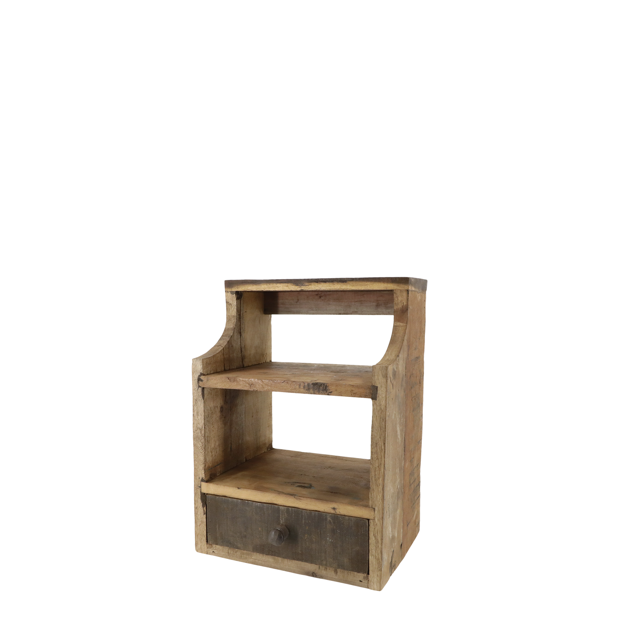 Product image of small wooden shelf with drawer.