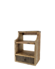 Product image of small wooden shelf with drawer.