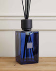 Sences Ocean Blue Extra Large Reed Diffuser side view on wooden console