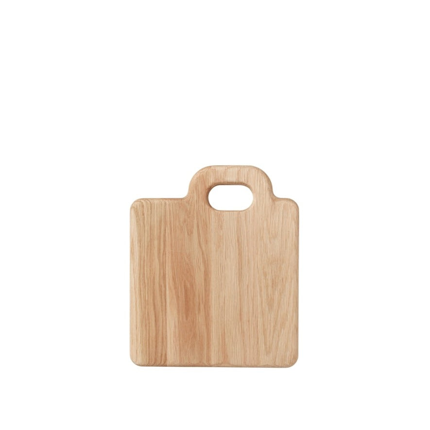 Natural oak chopping board with handle.