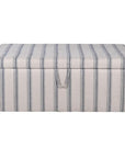 Blue striped large ottoman with handle.