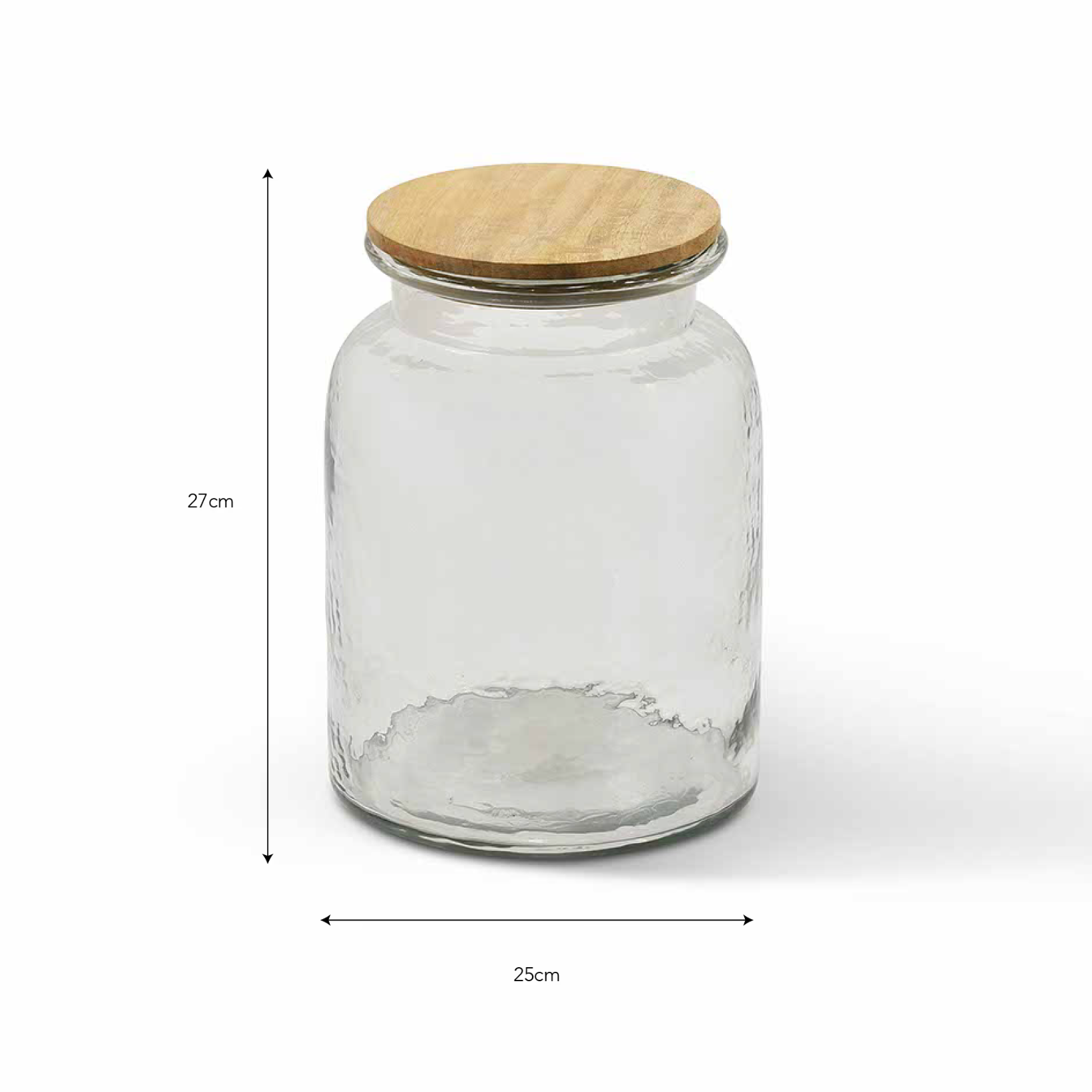 Glass storage jar with wooden lid and dimensions