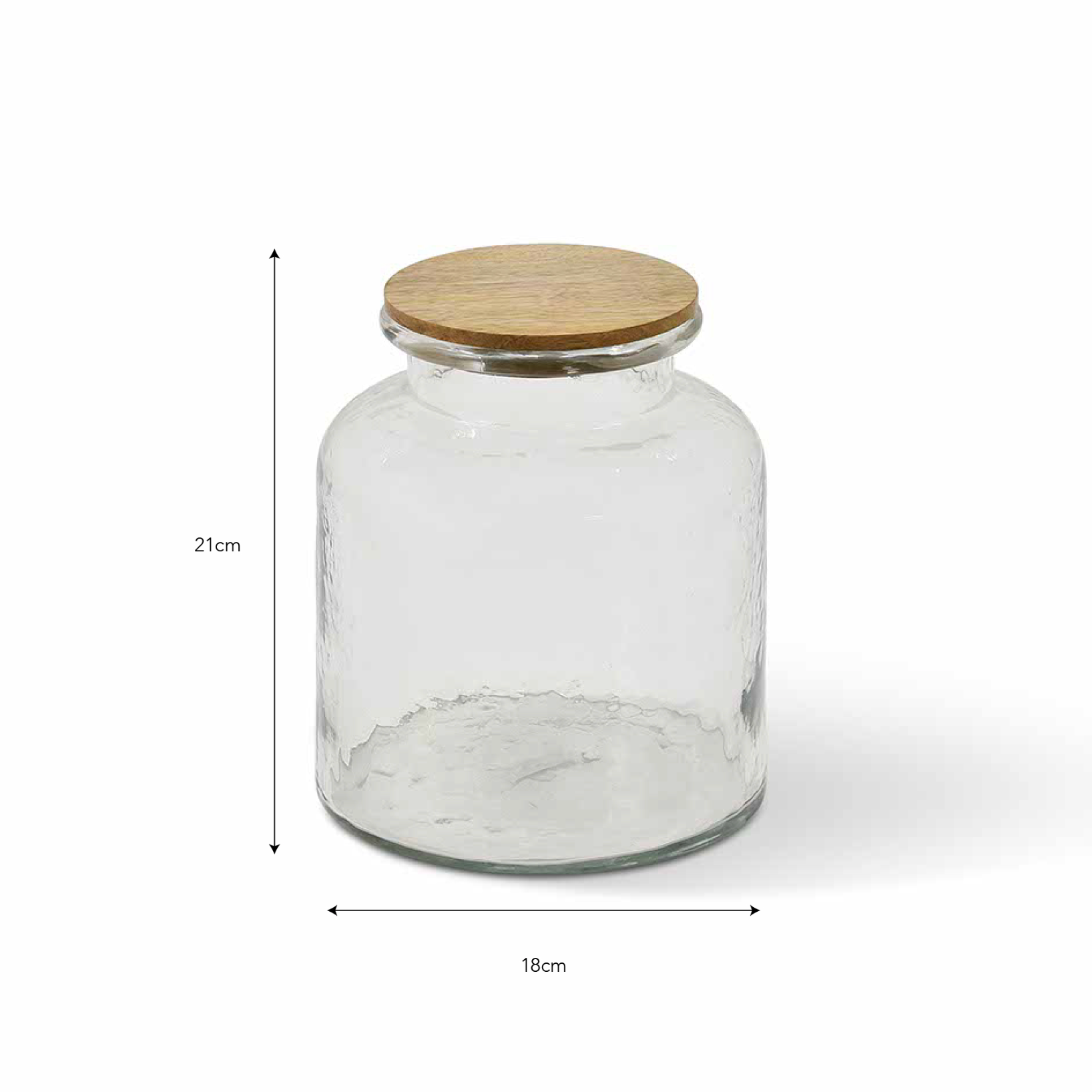 Glass storage jar with wooden lid and dimensions