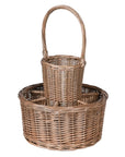 Champagne carrier wicker basket with handle.